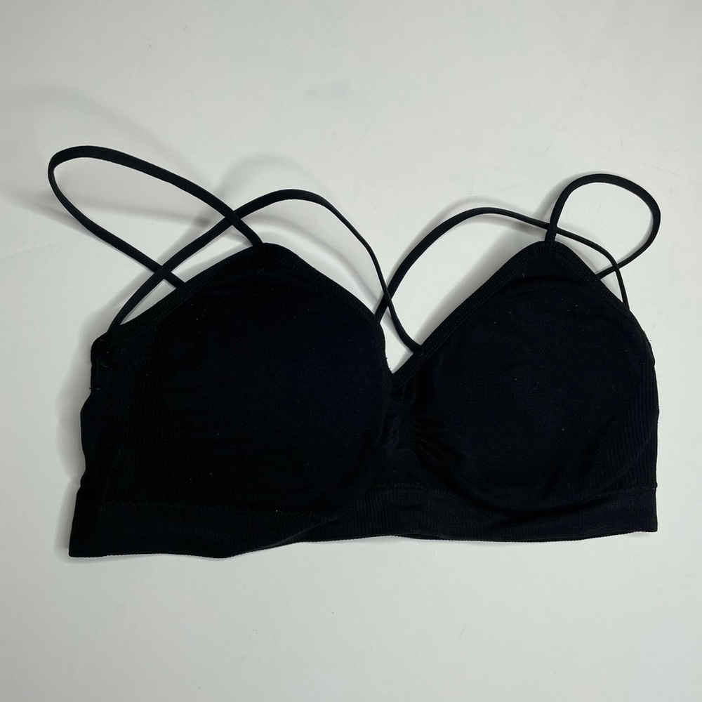 Anemone Black Strappy Bralette One Size